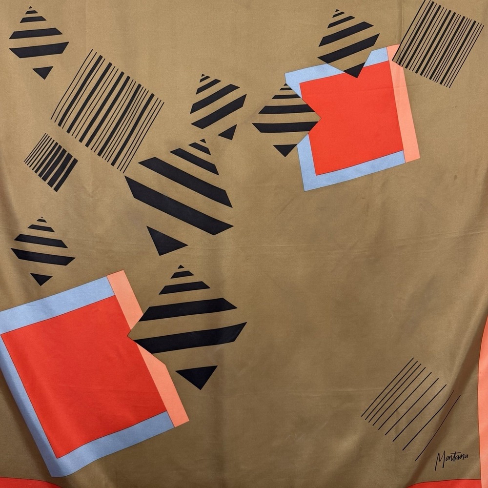 Vintage Claude Montana 100% Silk Scarf FAB Modernist Design 35 3/4" x 36 1/4" - Picture 2 of 8